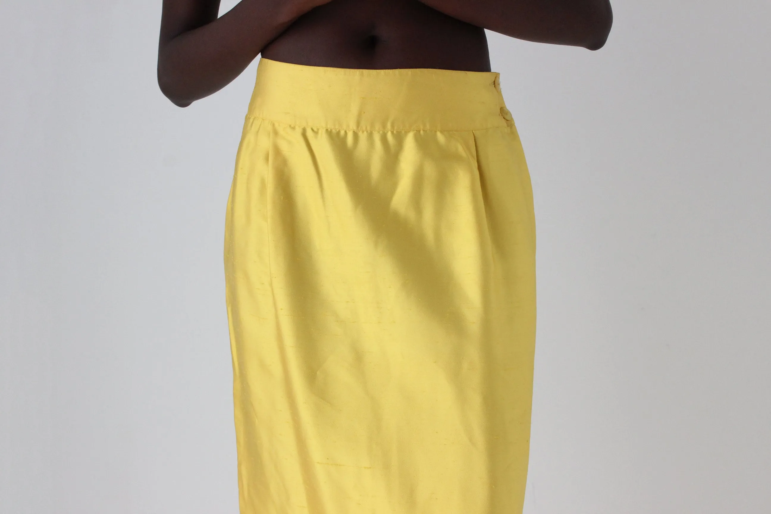 1980s Italian Raw Silk Column Skirt