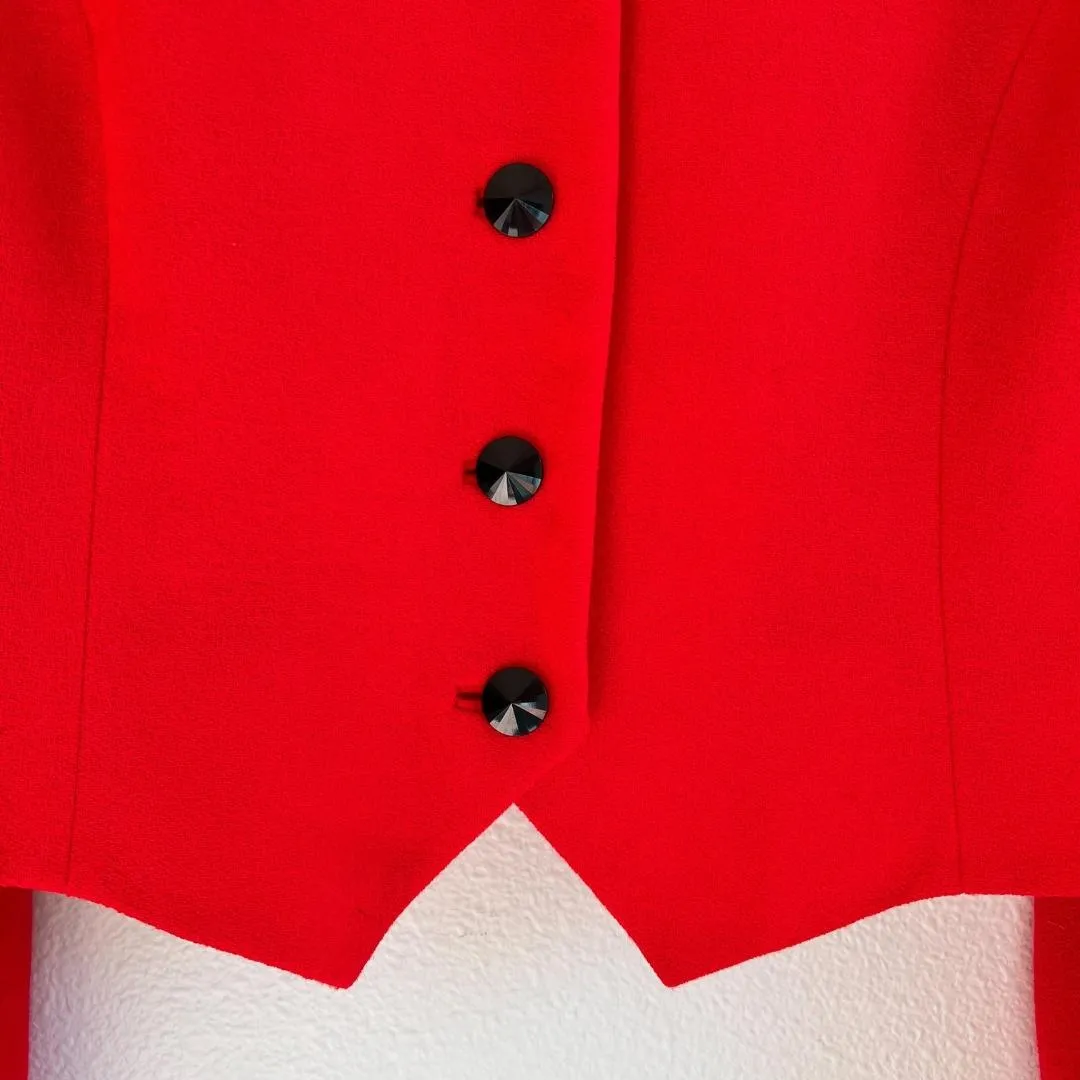 1980s Neiman Marcus Bright Red Buttoned Jacket (M/L)