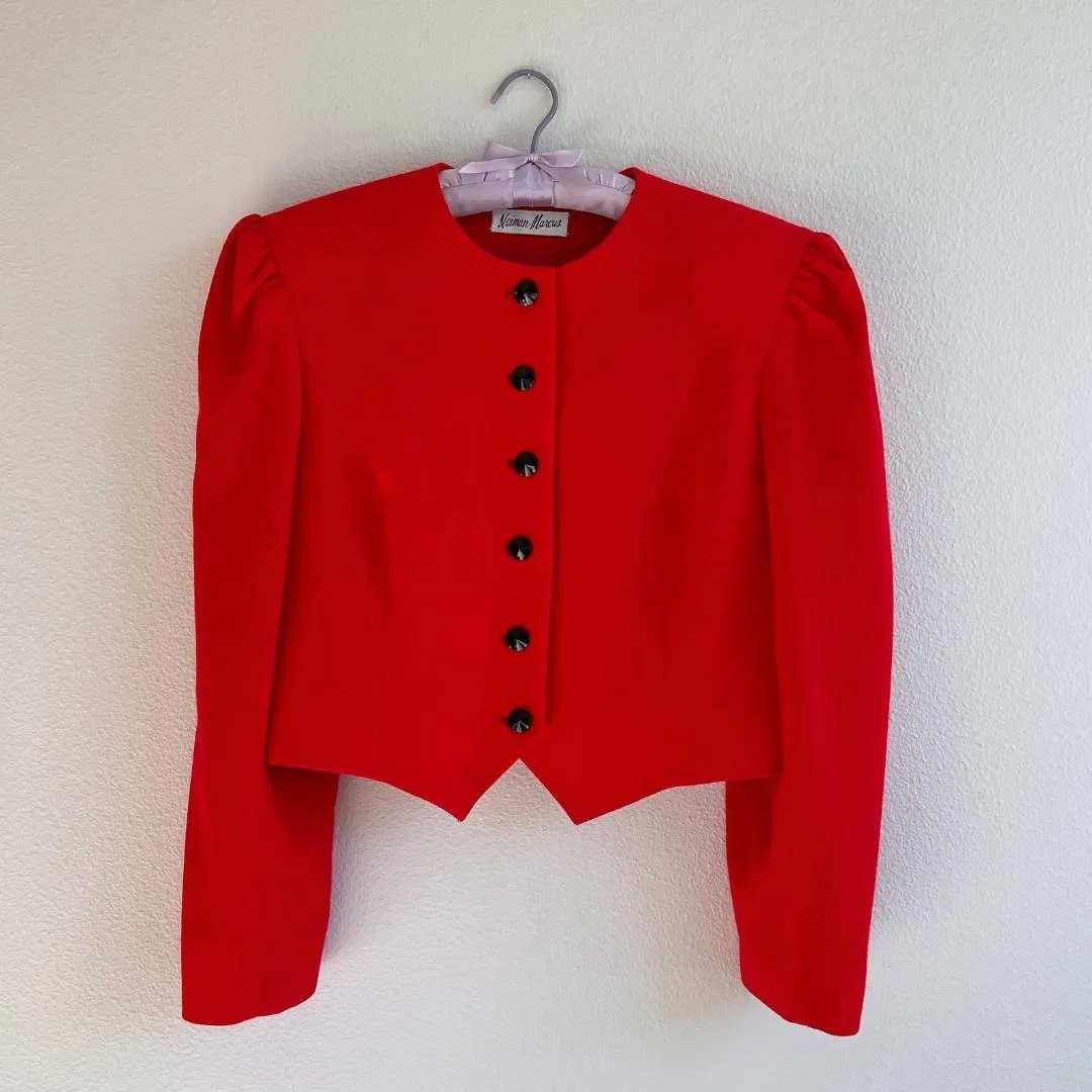 1980s Neiman Marcus Bright Red Buttoned Jacket (M/L)