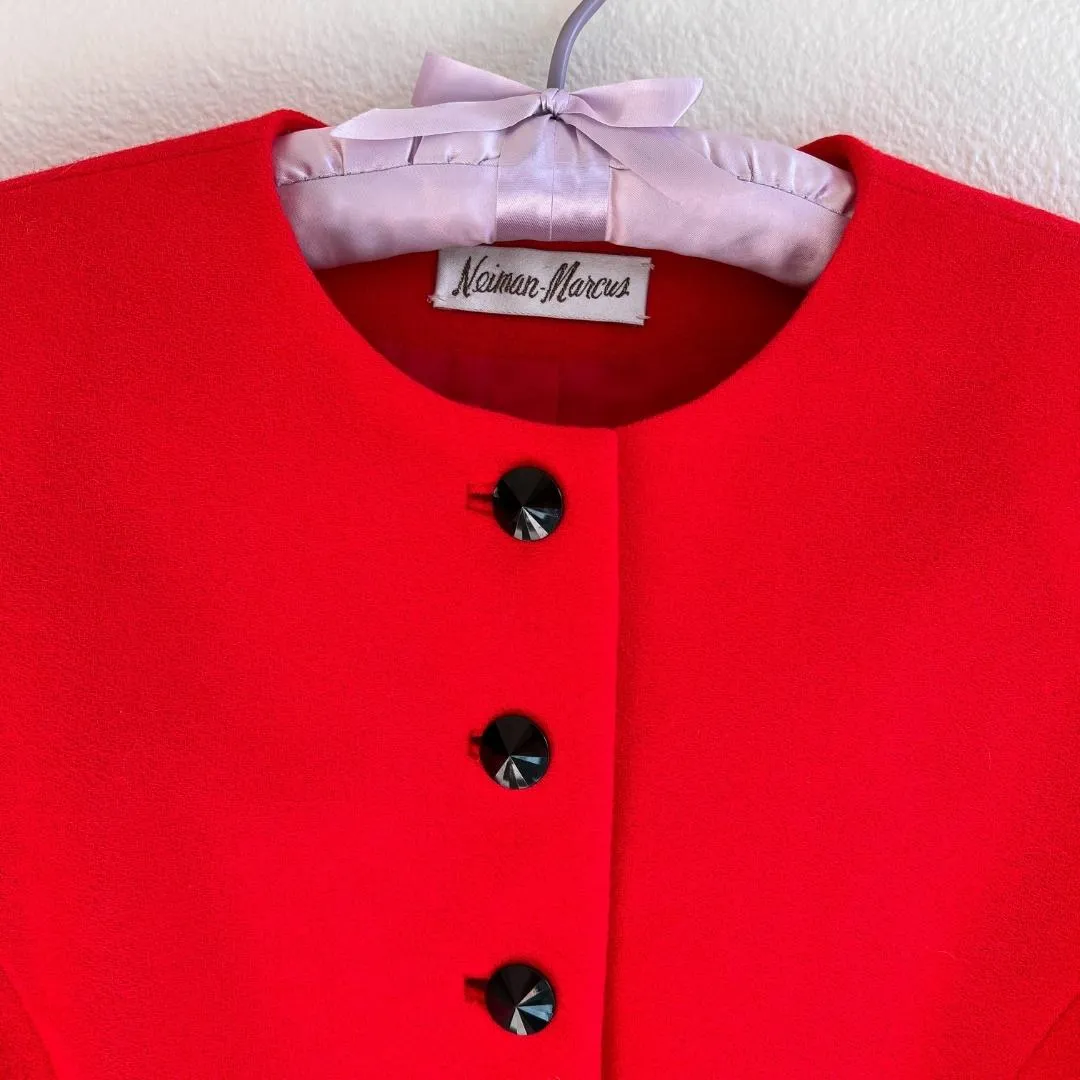 1980s Neiman Marcus Bright Red Buttoned Jacket (M/L)