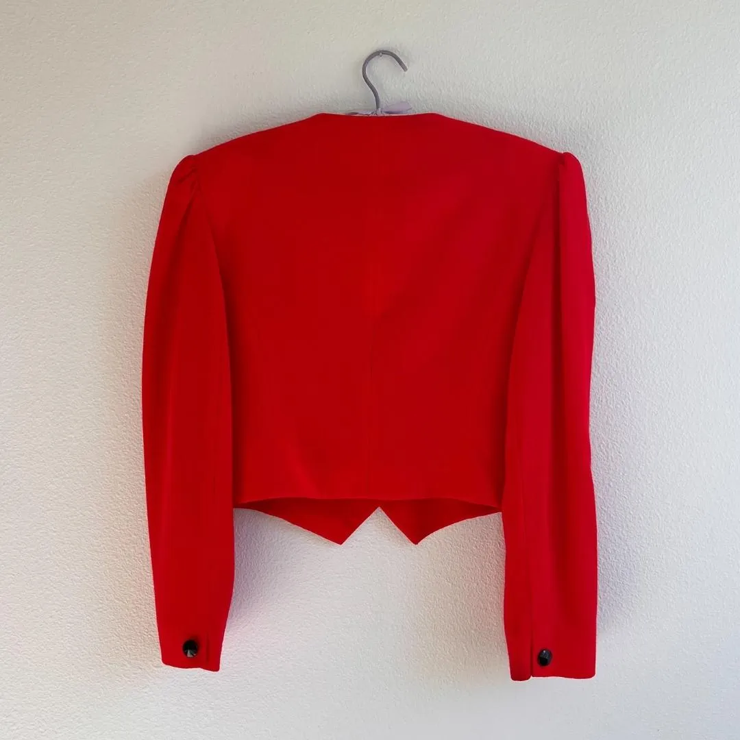 1980s Neiman Marcus Bright Red Buttoned Jacket (M/L)