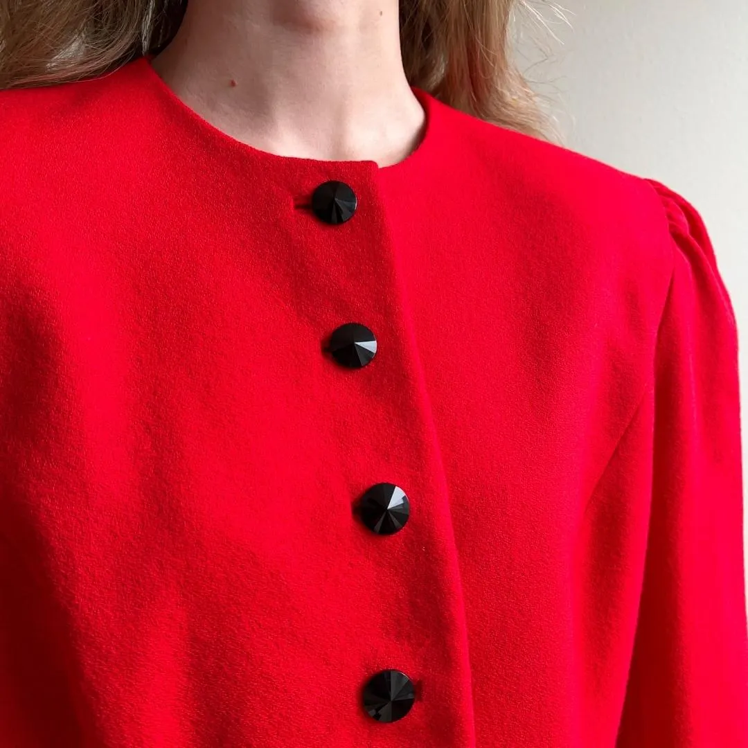 1980s Neiman Marcus Bright Red Buttoned Jacket (M/L)