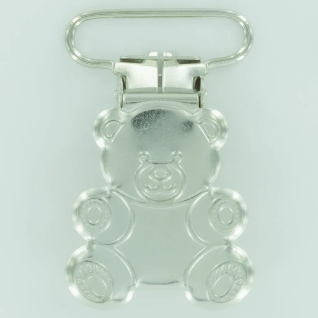 1" (25mm) Teddy Bear Shaped Metal Clips (B45 - Silver)