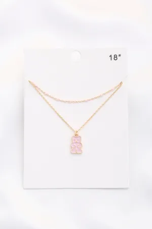 2lyd Teddy Bear Pendant Necklace With Color