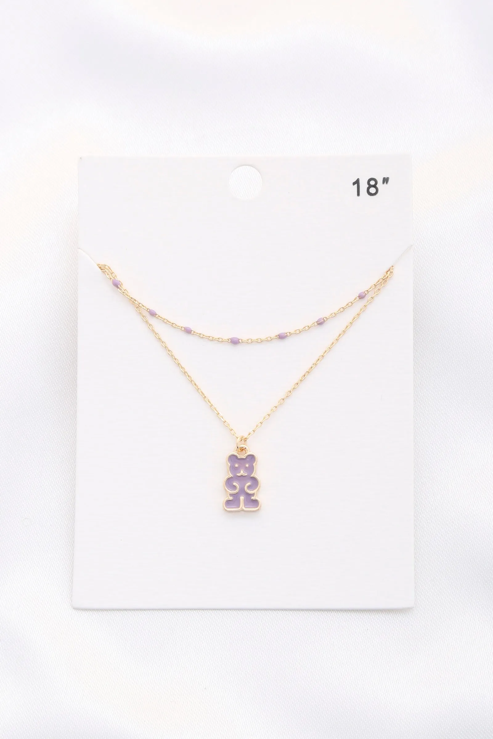 2lyd Teddy Bear Pendant Necklace With Color