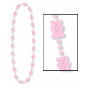 33" Pink Teddy Bear Beads - 1 Cd