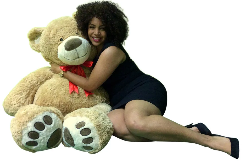 5 Foot Giant Teddy Bear Huge Soft Tan with Bigfoot Paws Giant Stuffed