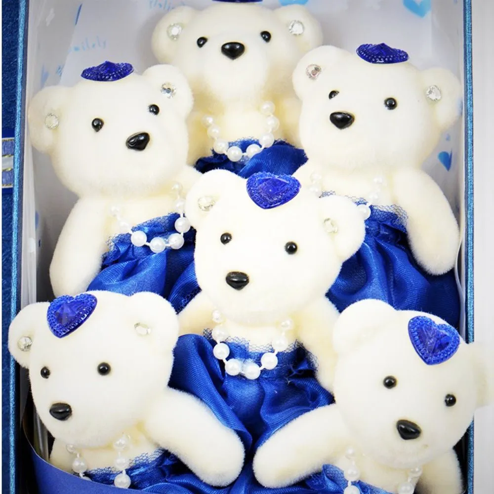 6 Teddy Bear Bouquet Box - Blue