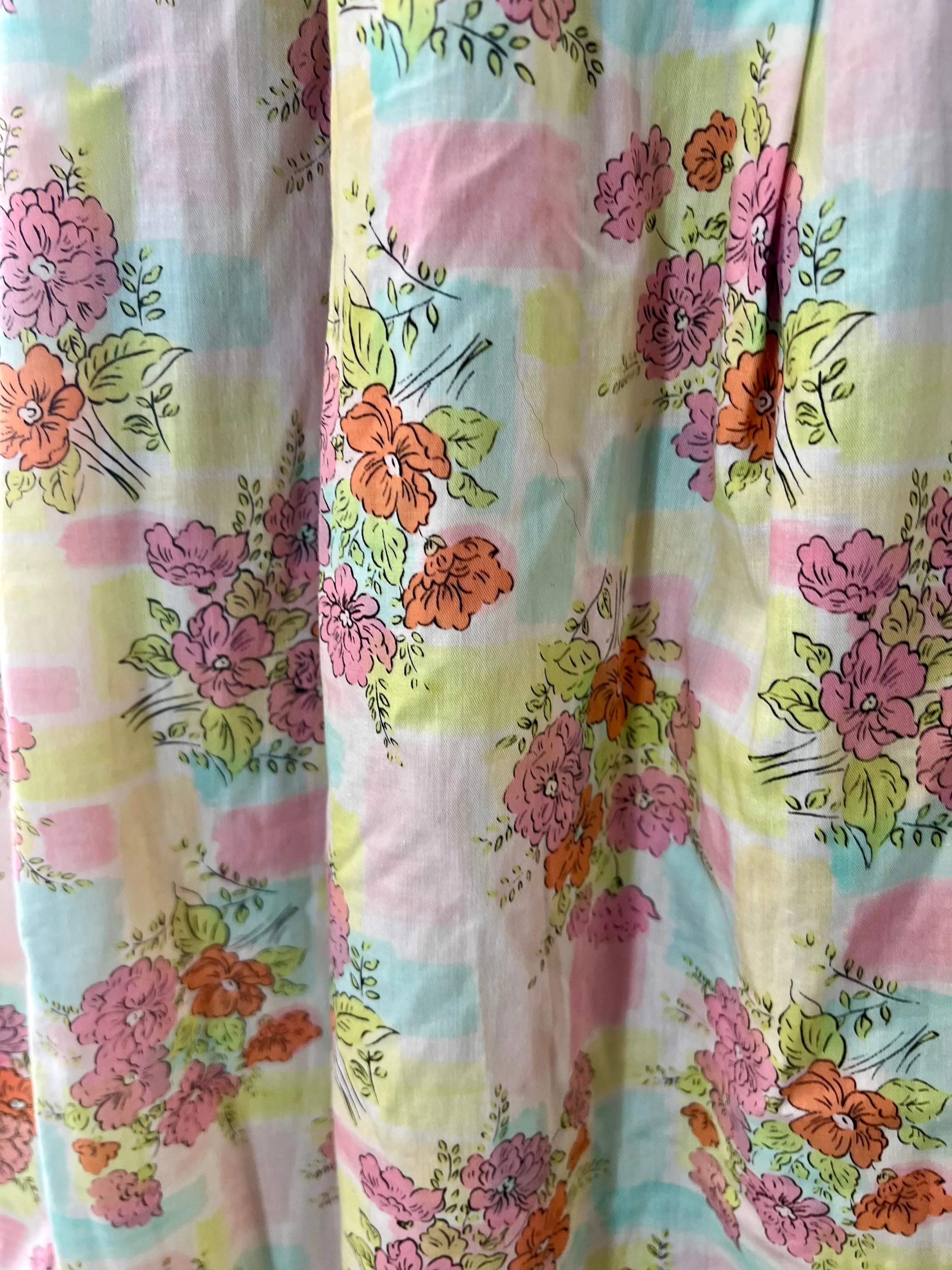80’s Pink Multicolor Garden Flower Print maxi Skirt