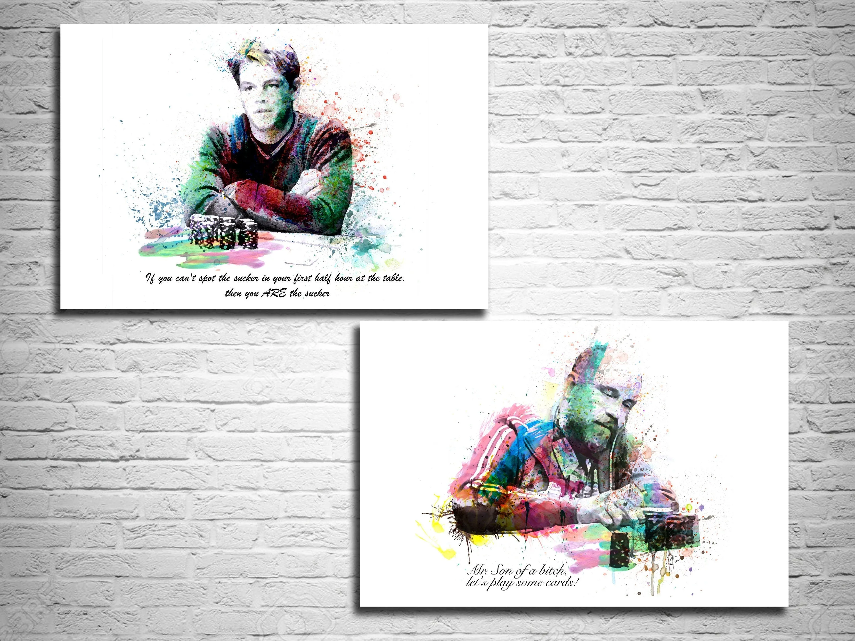 Abstract Poker Canvas Wall Art - Set of 2 - Teddy KGB & Mike McD