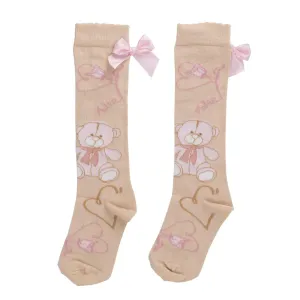 A'Dee - Sloane Teddy print knee high socks