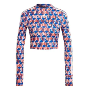 Adidas Women's  x FARM Long Sleeve Cropped Shirt - Bold Blue / Bright Red