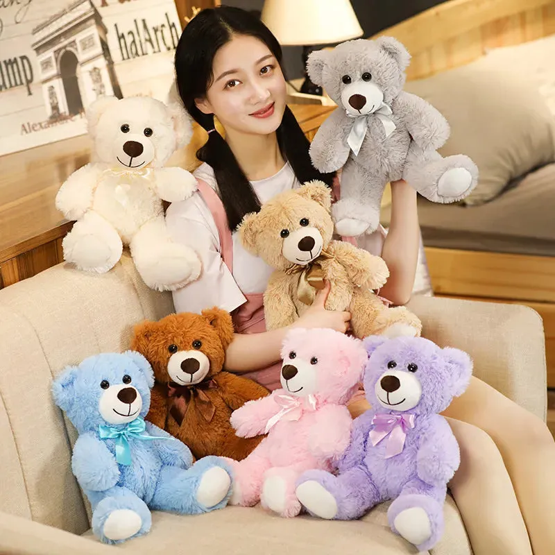Adorable 35cm Bow Tie Teddy Bear Plush Toy in 7 Vibrant Colors
