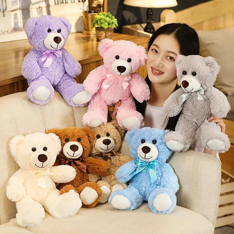 Adorable 35cm Bow Tie Teddy Bear Plush Toy in 7 Vibrant Colors