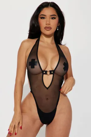 All For You Fishnet Teddy - Black