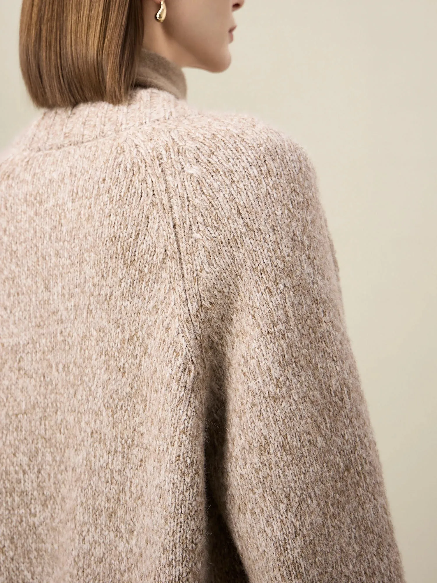 Amoretu Women's Wool & Tencel Long-Sleeved Knitted Cardigan