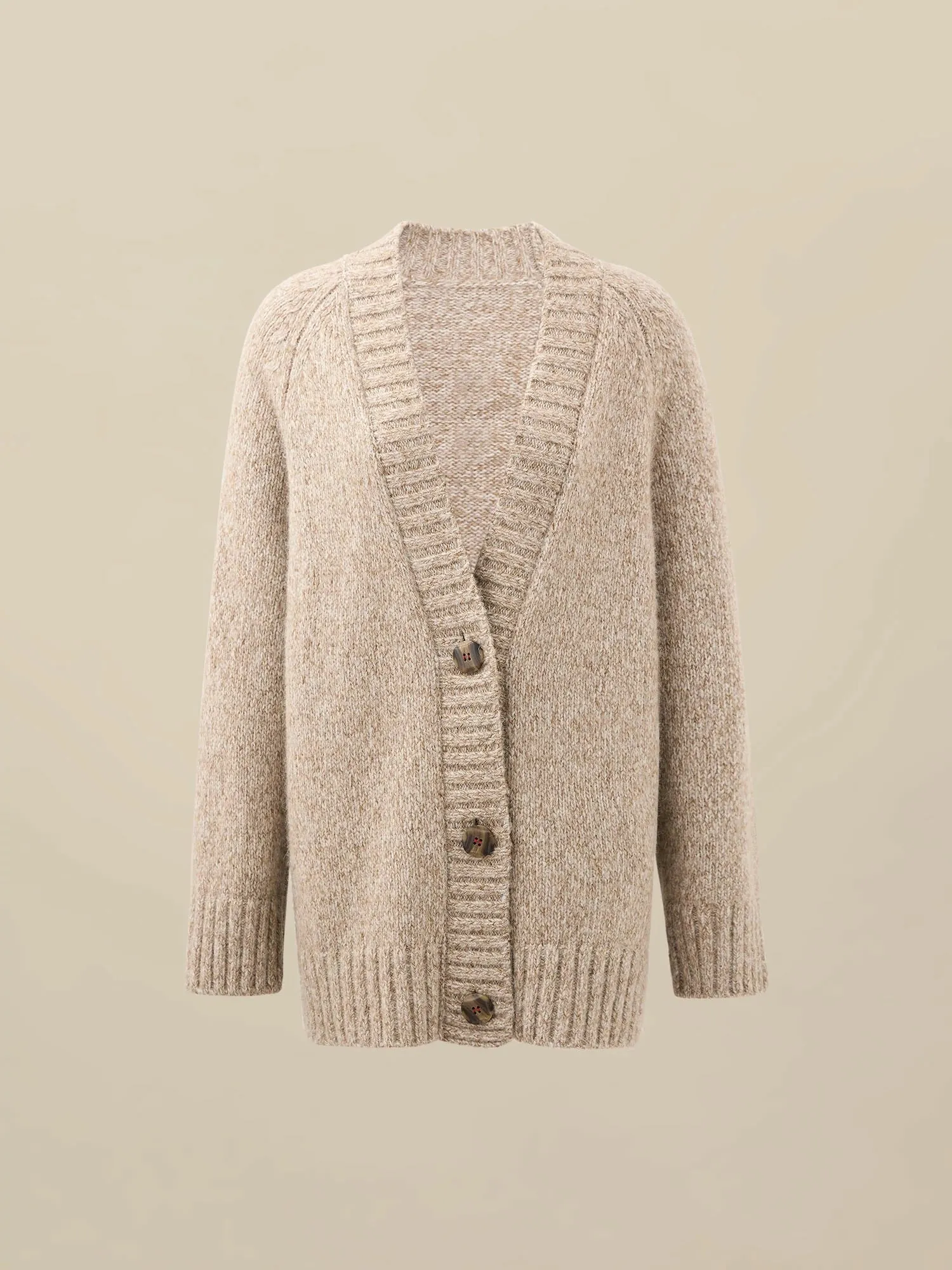 Amoretu Women's Wool & Tencel Long-Sleeved Knitted Cardigan