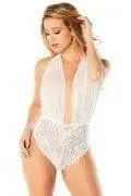Aria Mesh Plunge Halter Teddy
