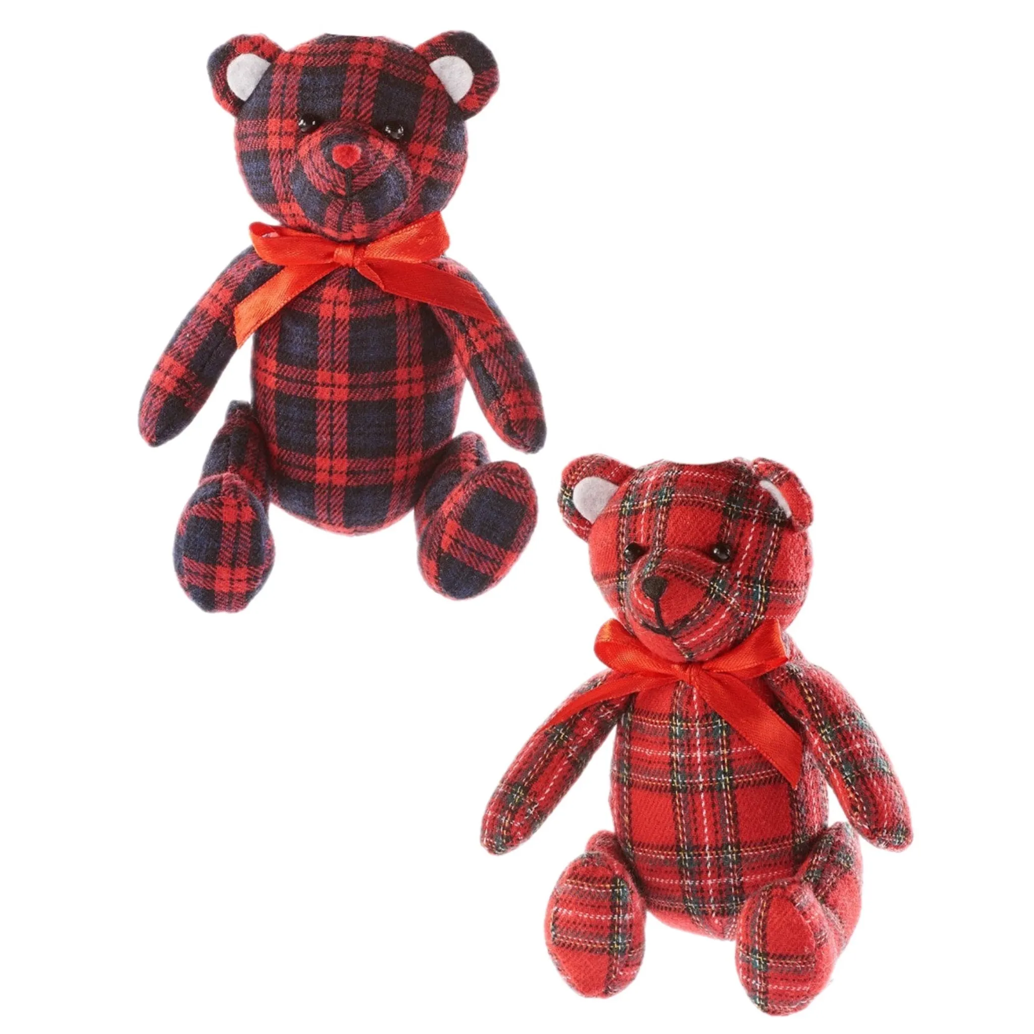 Assorted Plaid Teddy Bear Ornament, INDIVIDAULLY SOLD