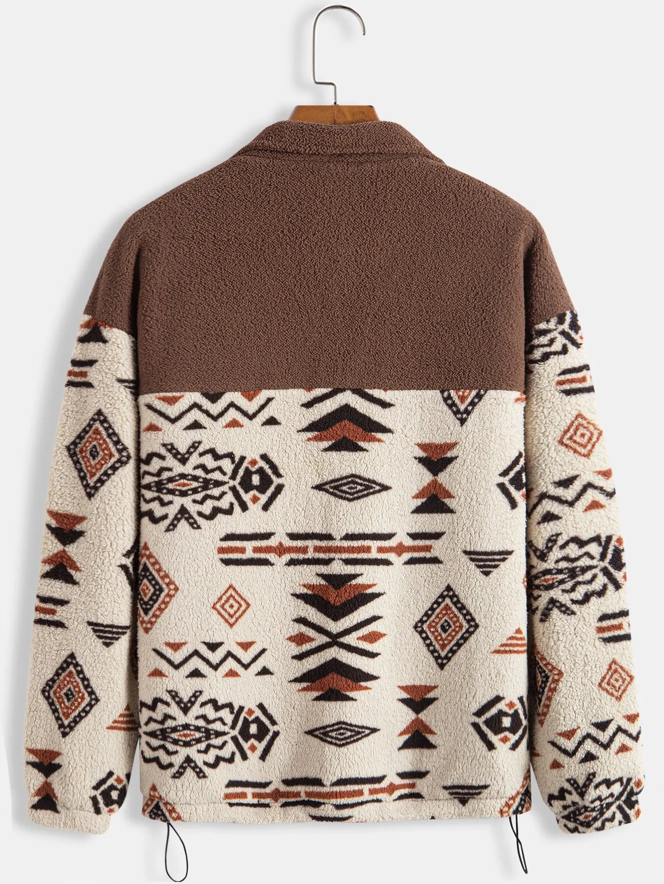 Aztec Print Patchwork Teddy Fleece Coat
