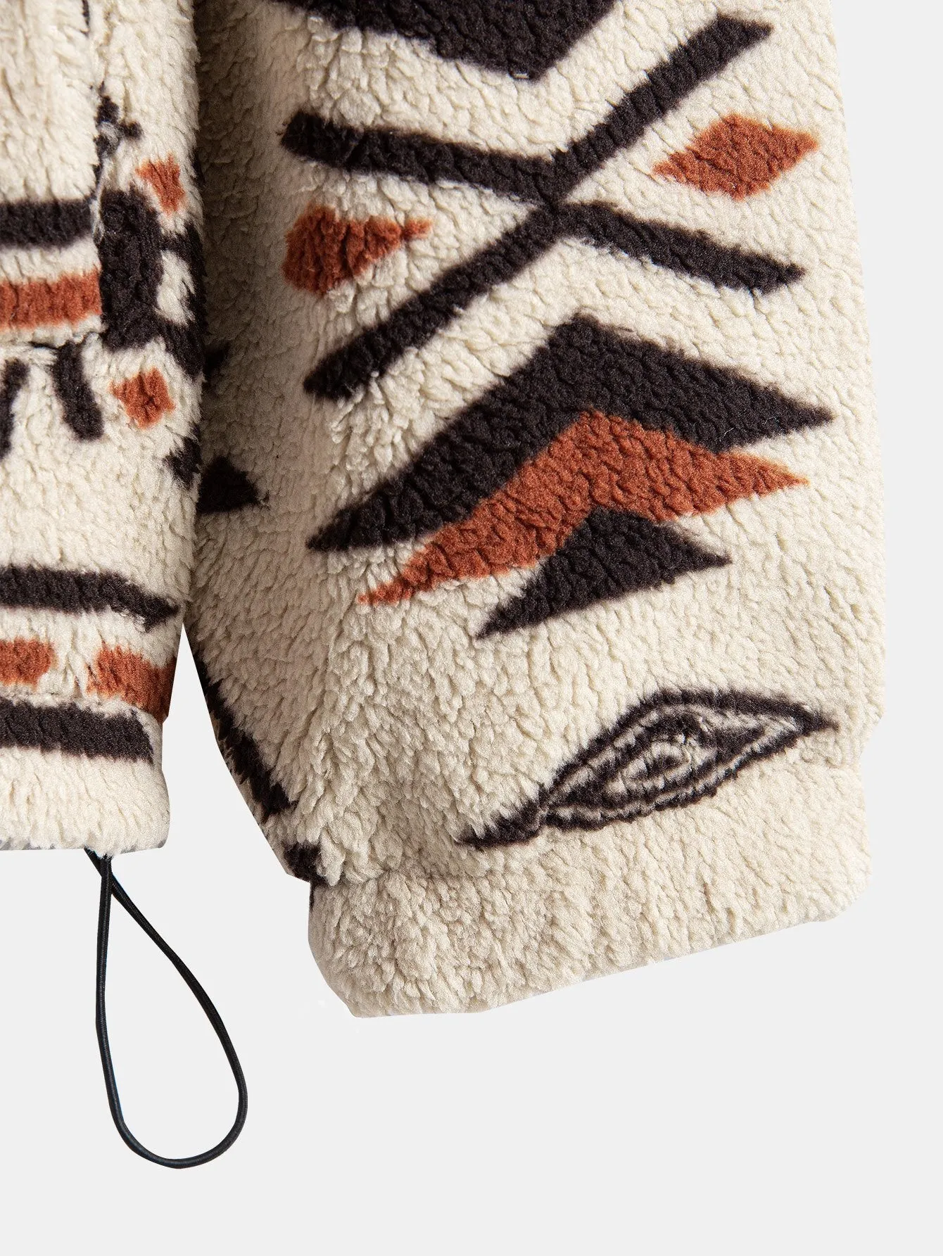 Aztec Print Patchwork Teddy Fleece Coat