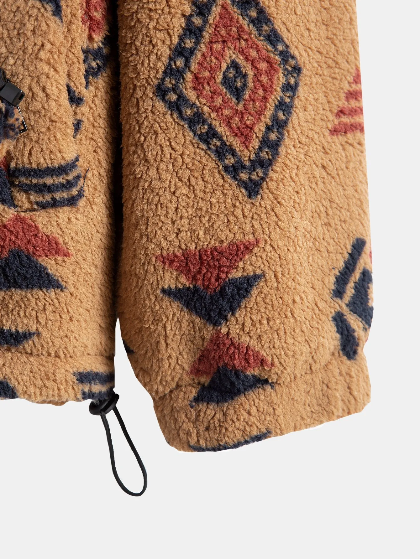 Aztec Print Patchwork Teddy Fleece Coat