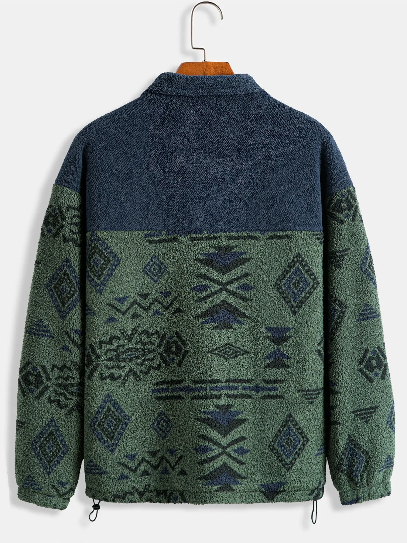 Aztec Print Patchwork Teddy Fleece Coat