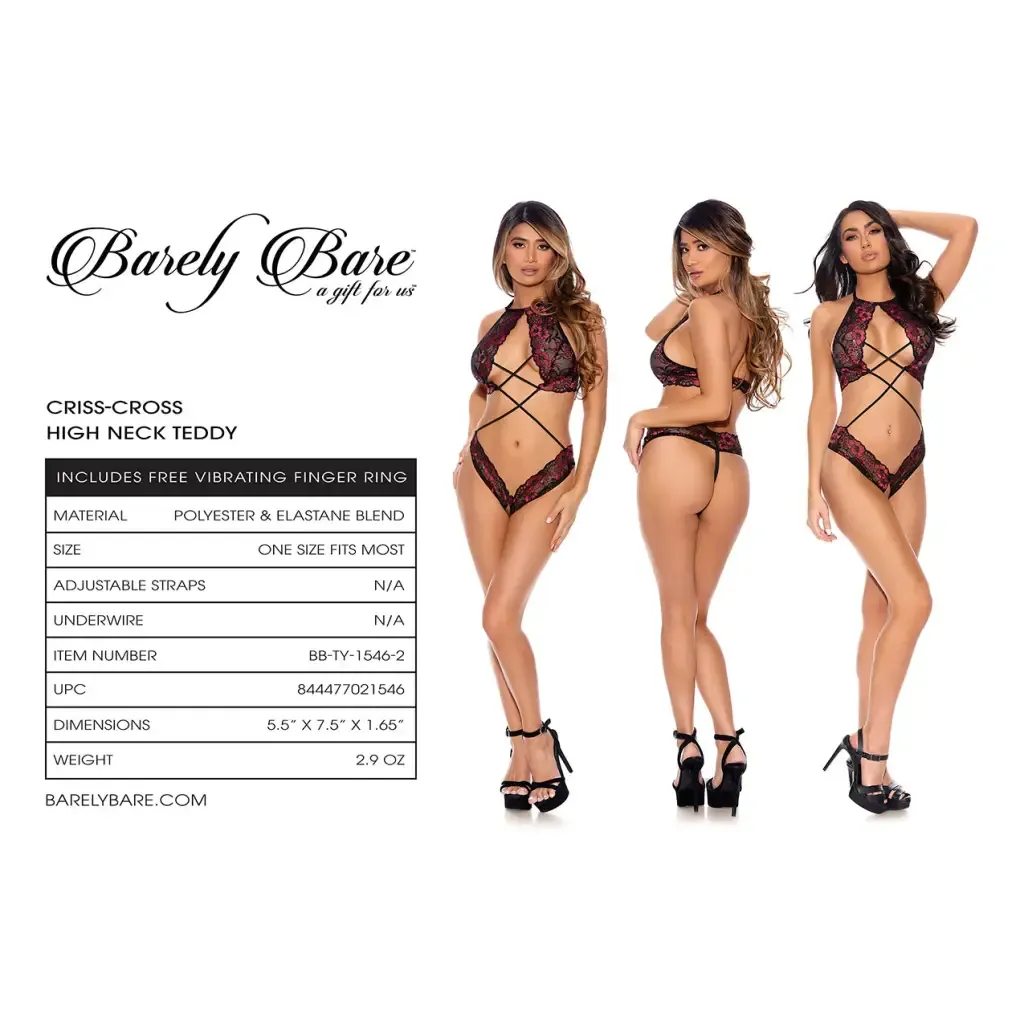 Barely Bare Criss-cross High Neck Teddy O/s