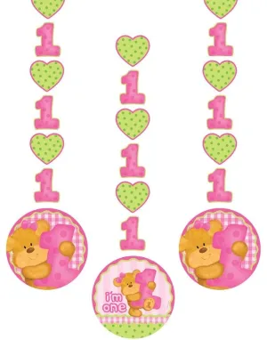 Bears 1st Birthday Girl Hanging Cutouts (3pc)