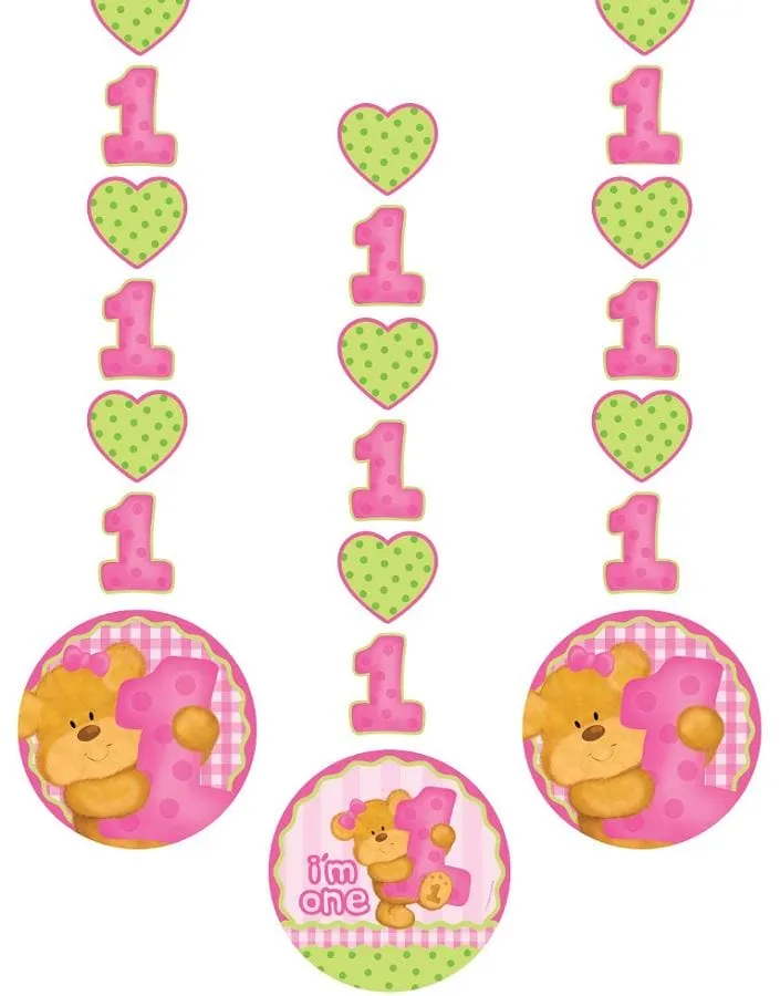 Bears 1st Birthday Girl Hanging Cutouts (3pc)