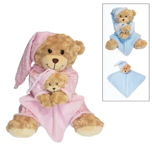 Bedtime Bear With Comforter, Personalised Gift