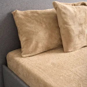 Beige Teddy Fleece Fitted Sheet Super Soft - Hibernate Cosy Collection