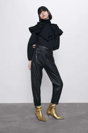 Black PU Leather Pants