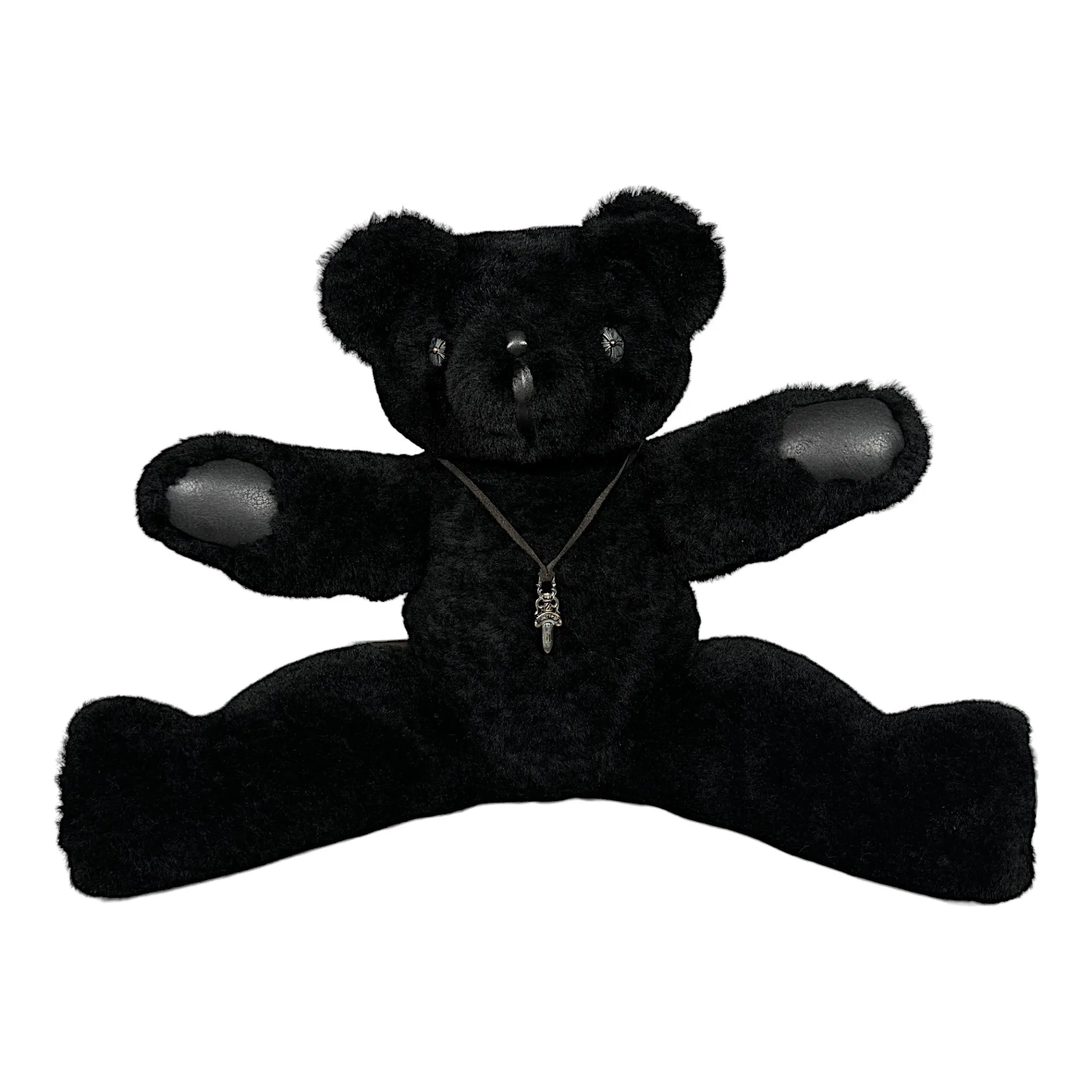 Black Teddy Bear Plush W/ Dagger Necklace