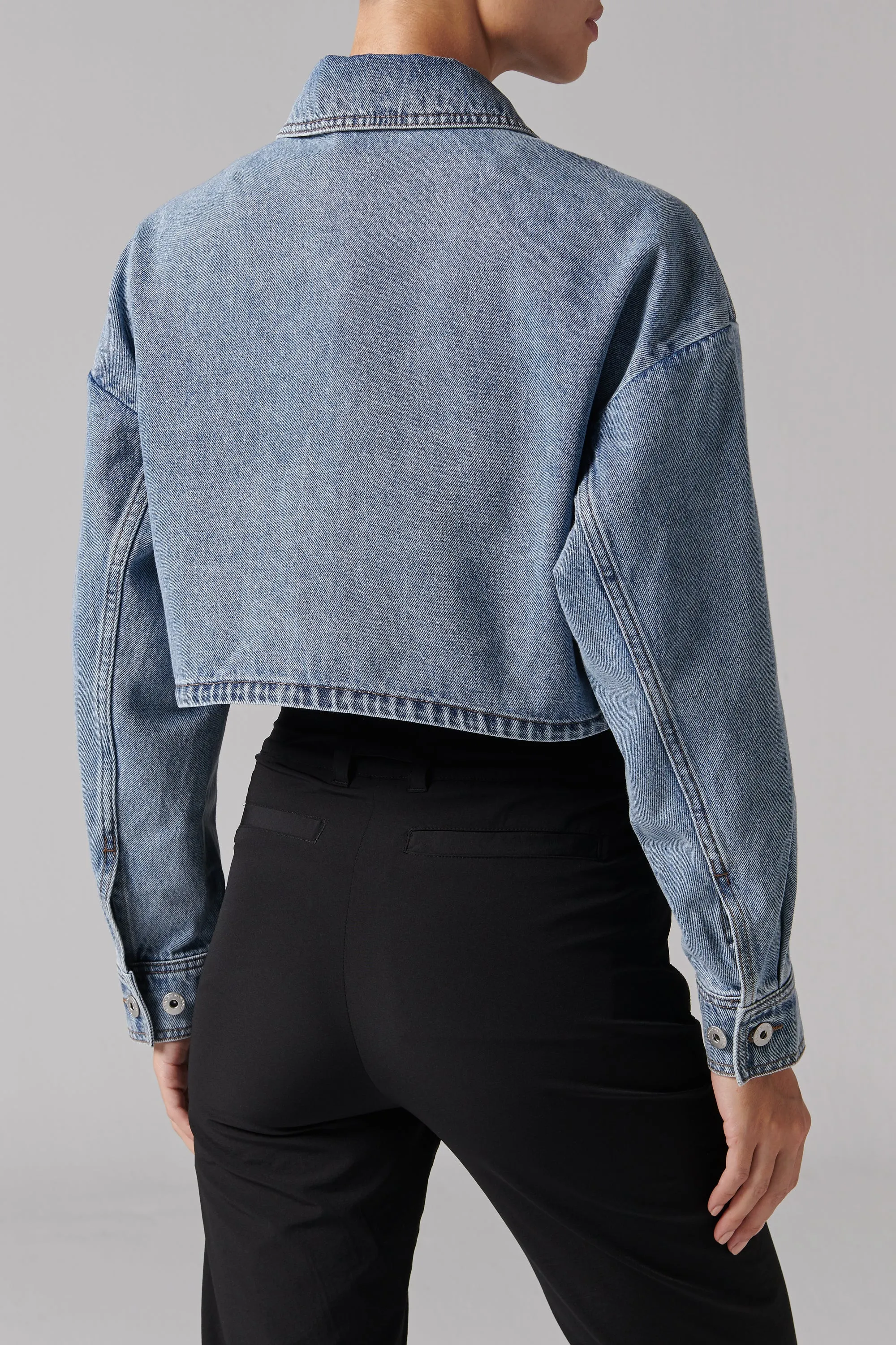 Blue Cropped Denim Jacket