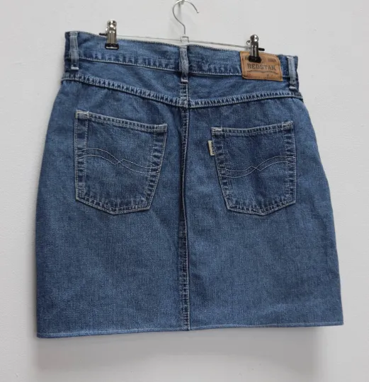 Blue Denim Button-Down Mini-Skirt - L