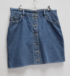 Blue Denim Button-Down Mini-Skirt - L