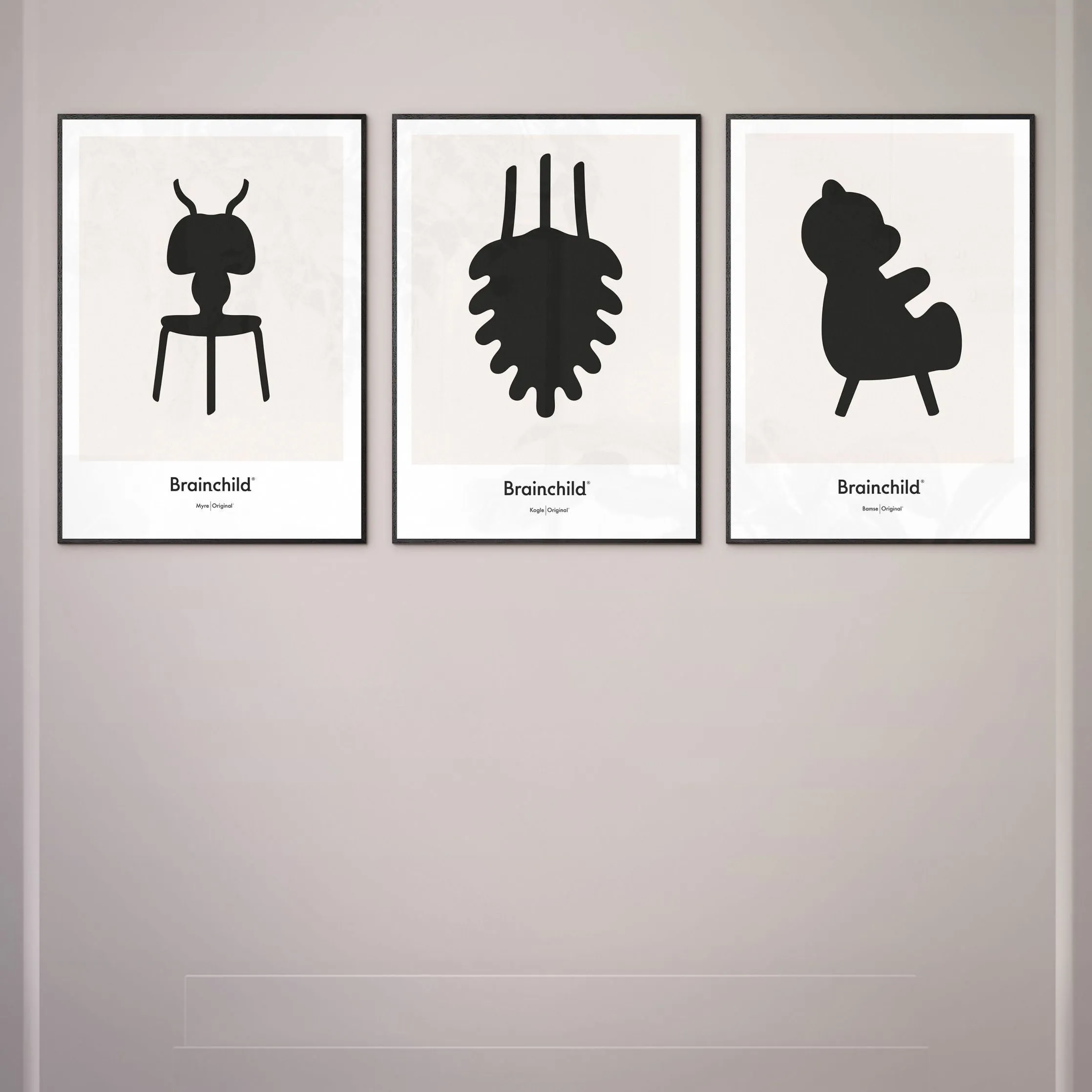 Brainchild Teddy Bear Design Icon Poster Without Frame 50 X70 Cm, Grey
