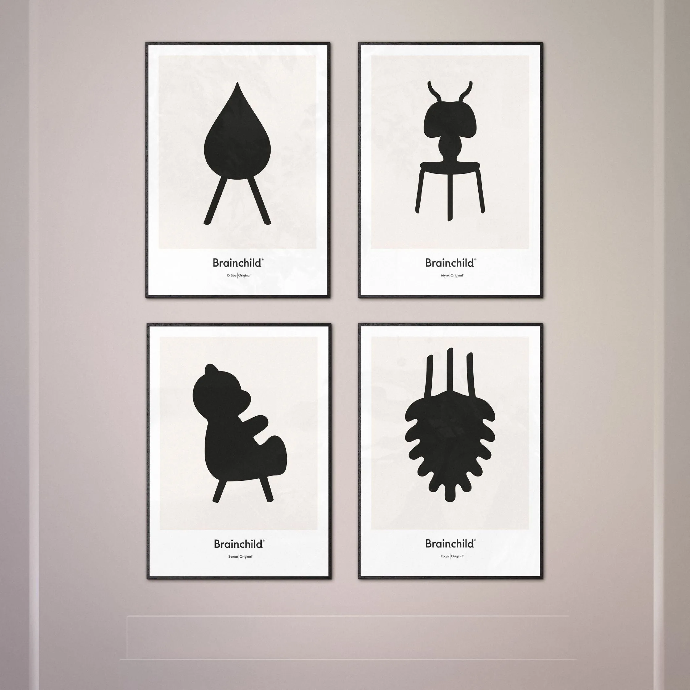 Brainchild Teddy Bear Design Icon Poster Without Frame 50 X70 Cm, Grey