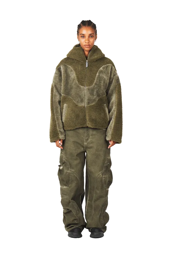 Burnt Olive Basic Fleece Jacket