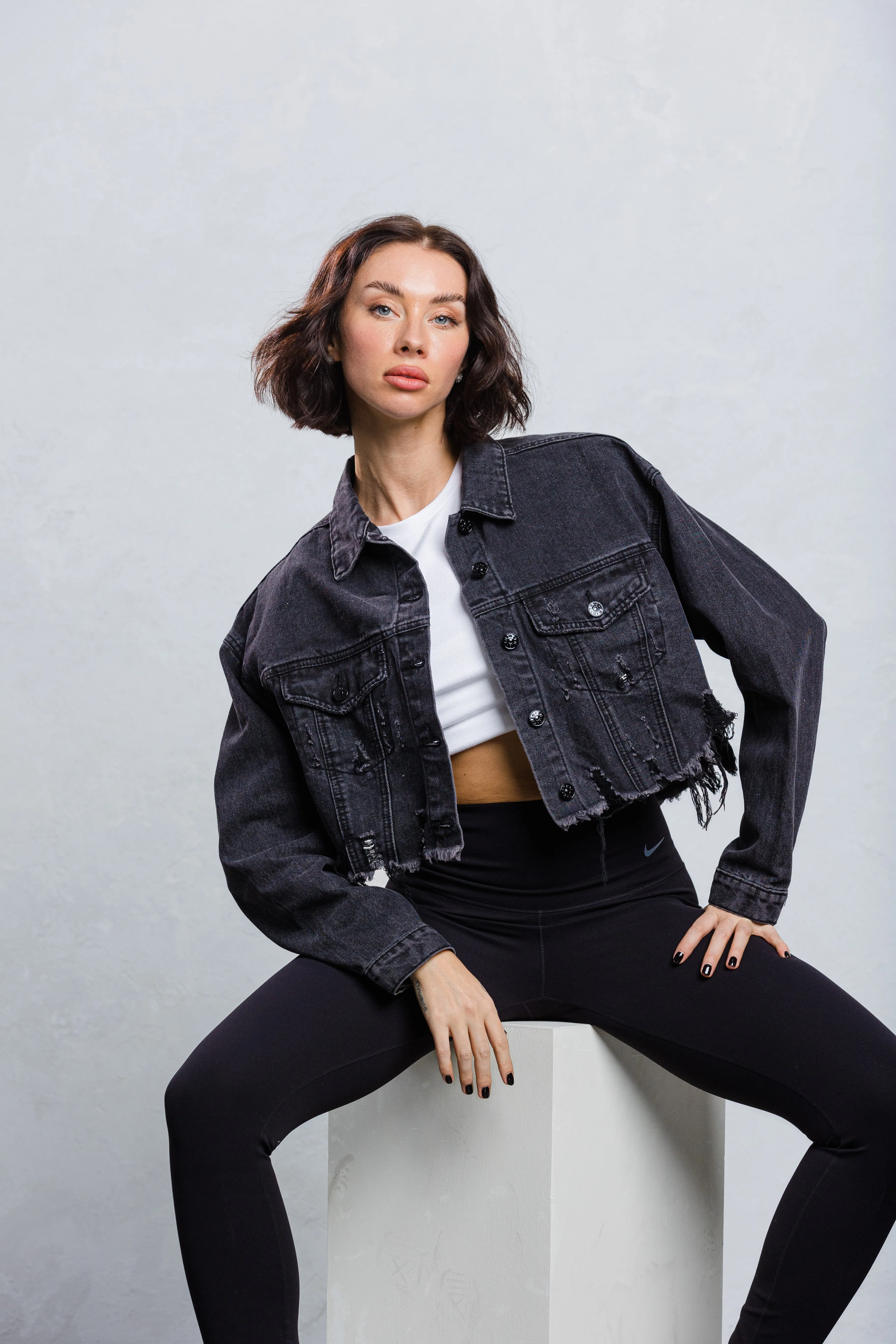 CALI LOVE Crop Denim Jacket