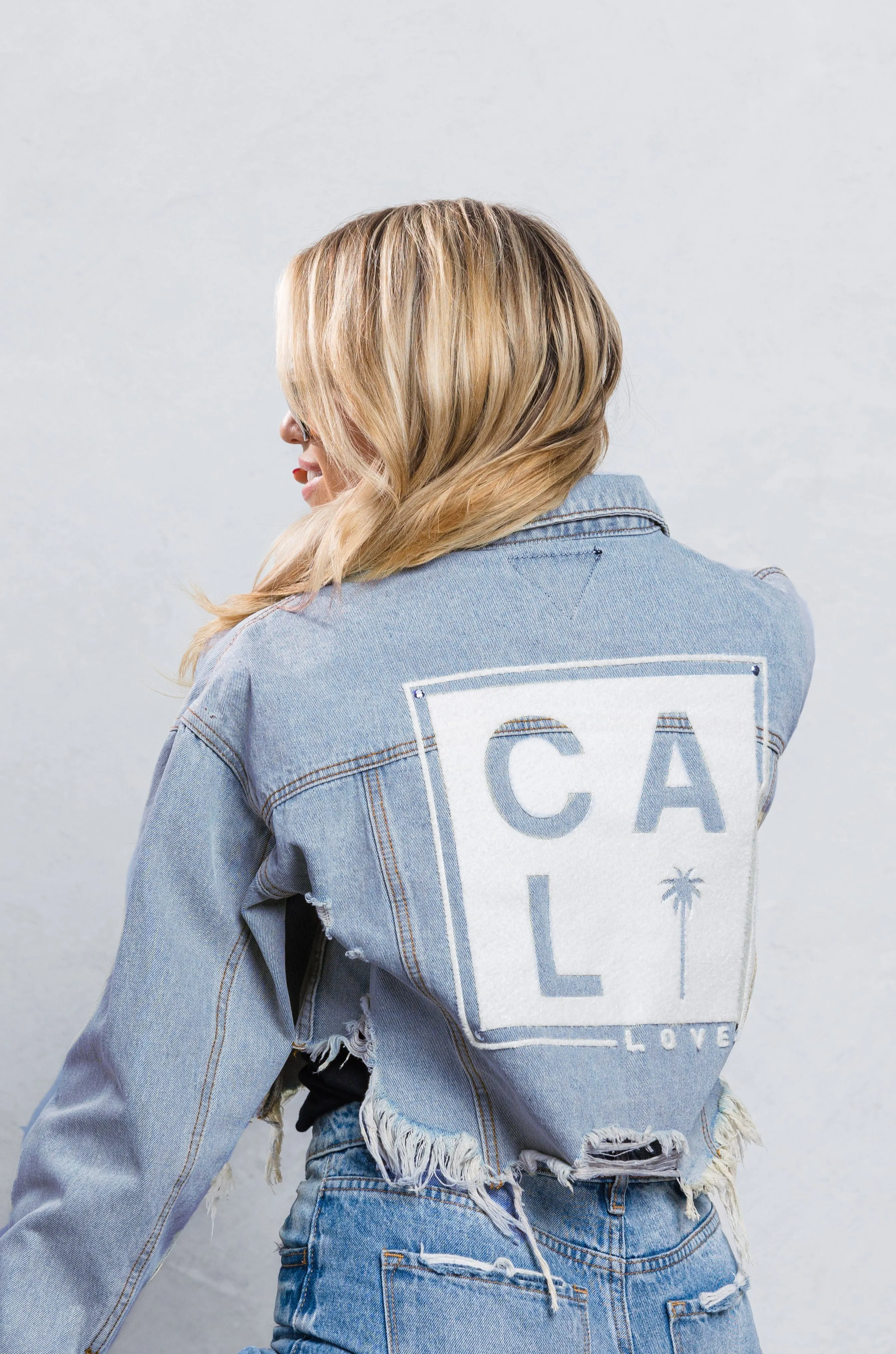 CALI LOVE Crop Denim Jacket