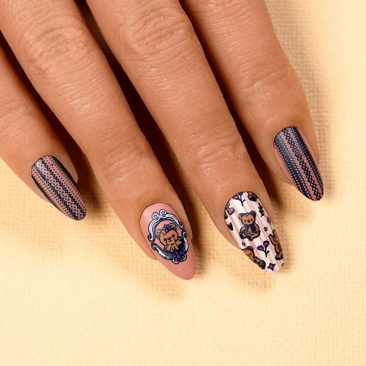 Canterbury (B524) - Cream Navy Blue Stamping Polish