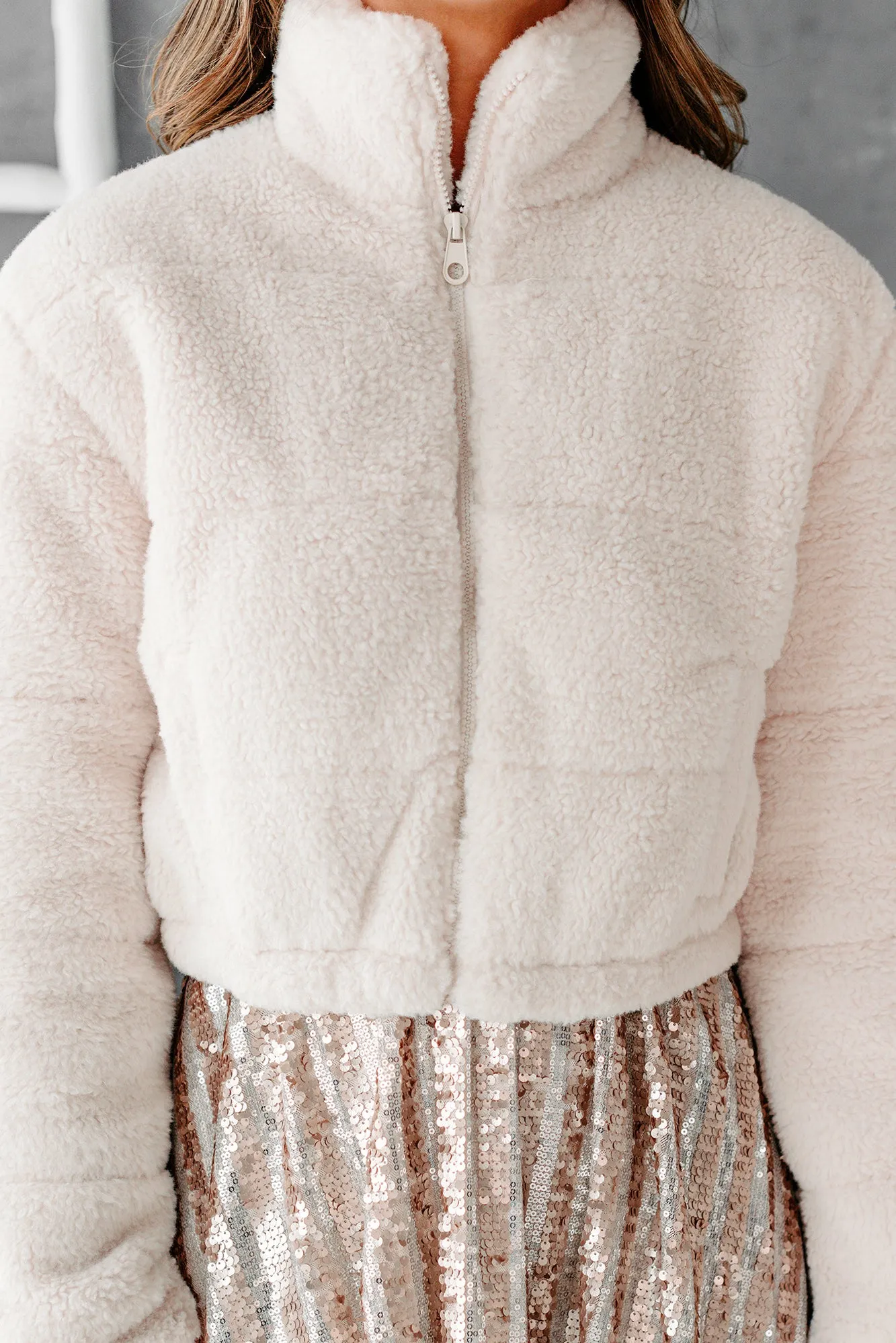Caught In The Cold Cropped Faux Fur Jacket (Natural)