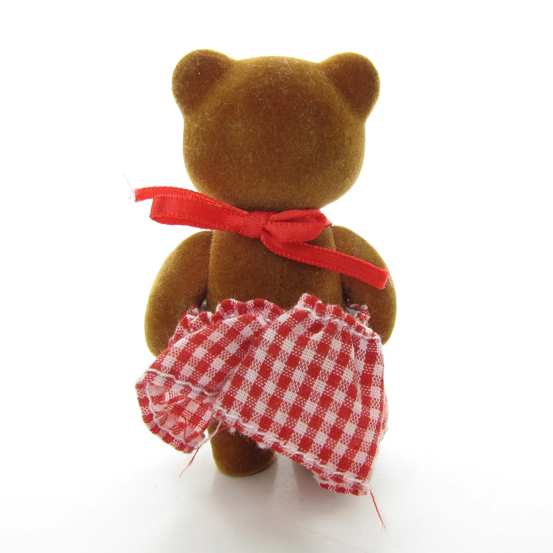 CeCe or Dee-Dee Sister Figure Flocked Toy in Red Gingham Dress from Teddy Bear Story