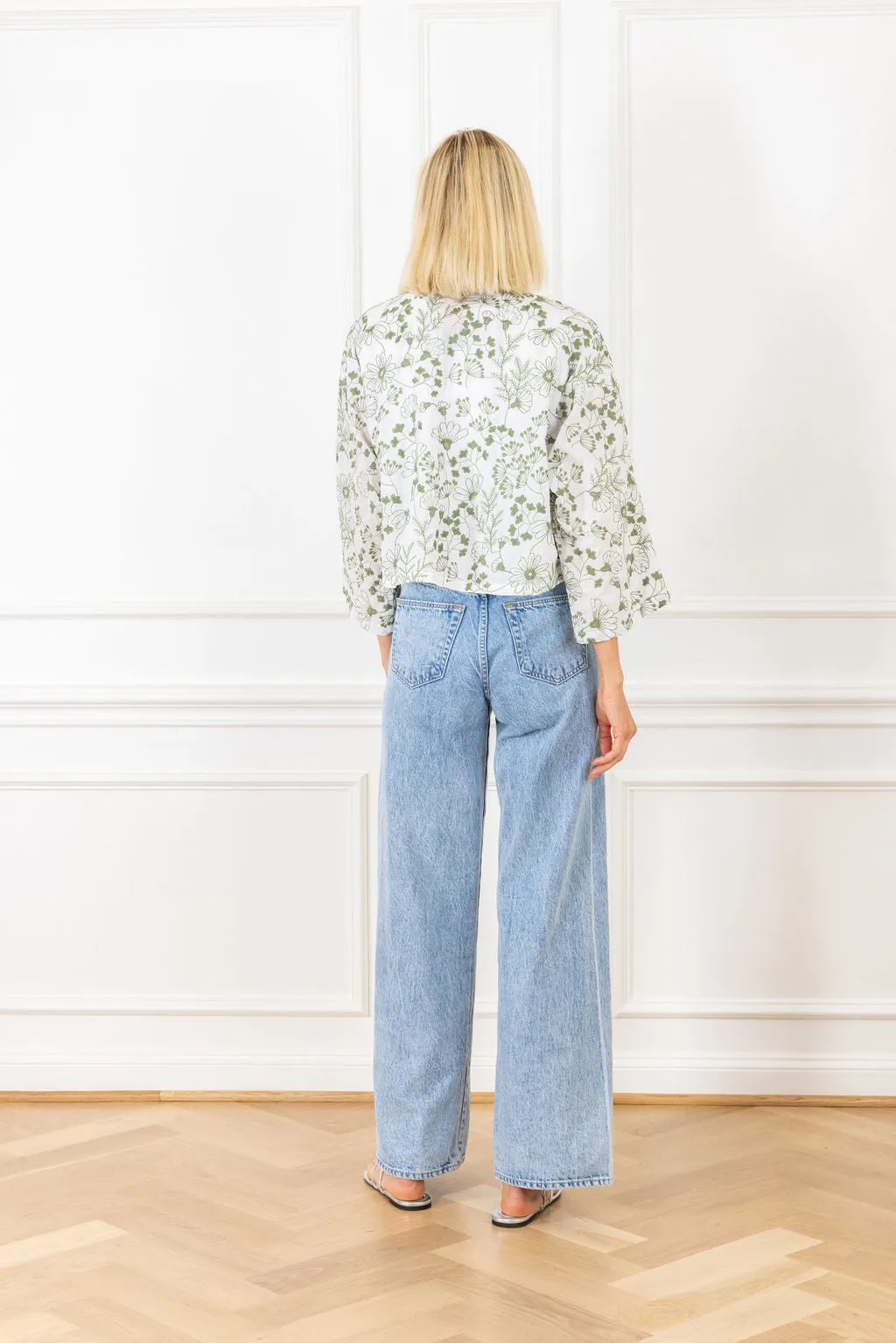 Cedar Green Embroidered Cropped Jacket