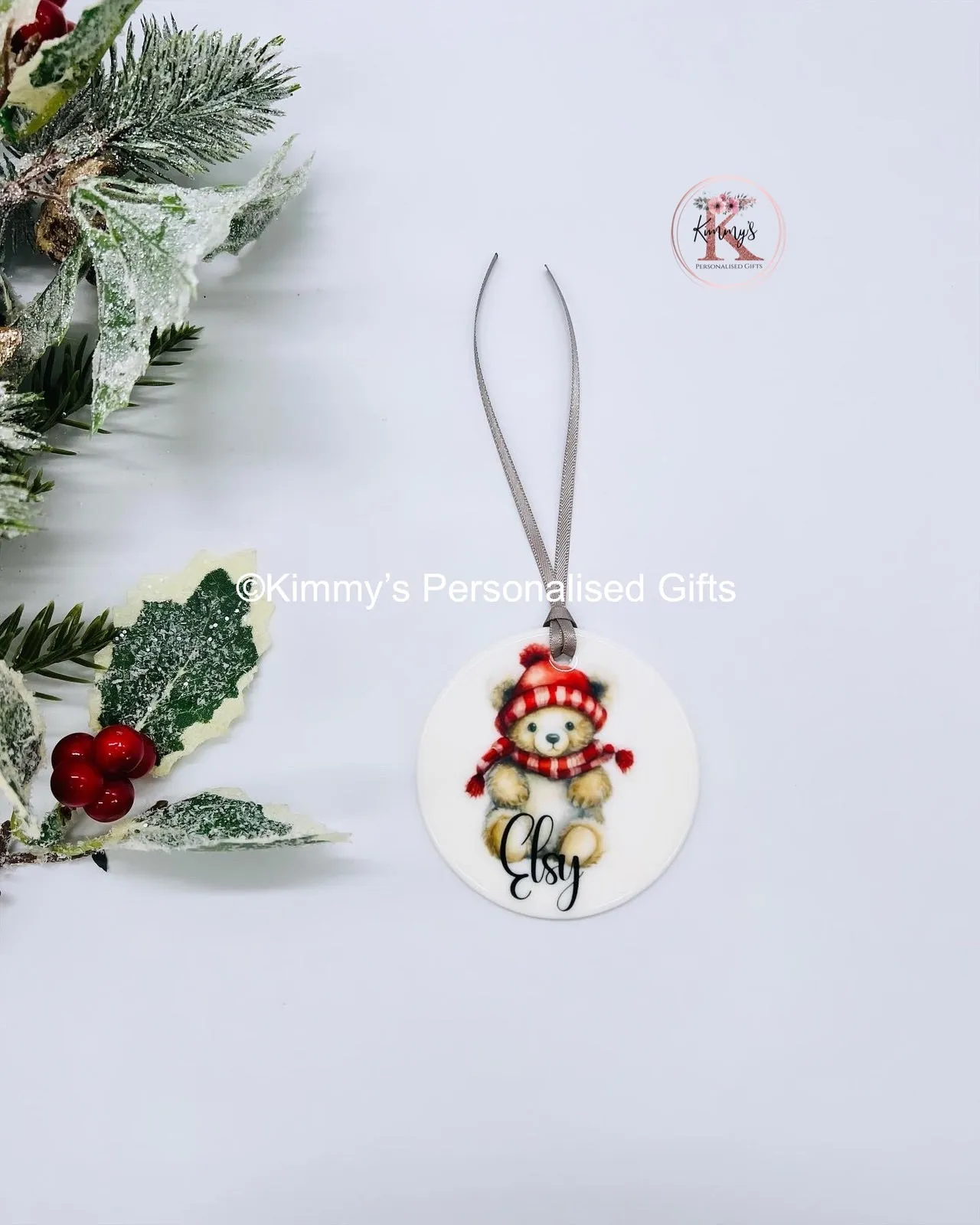 Ceramic 2D Teddy Bear bauble