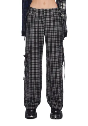 Checkered Wide Leg Trouser Pants