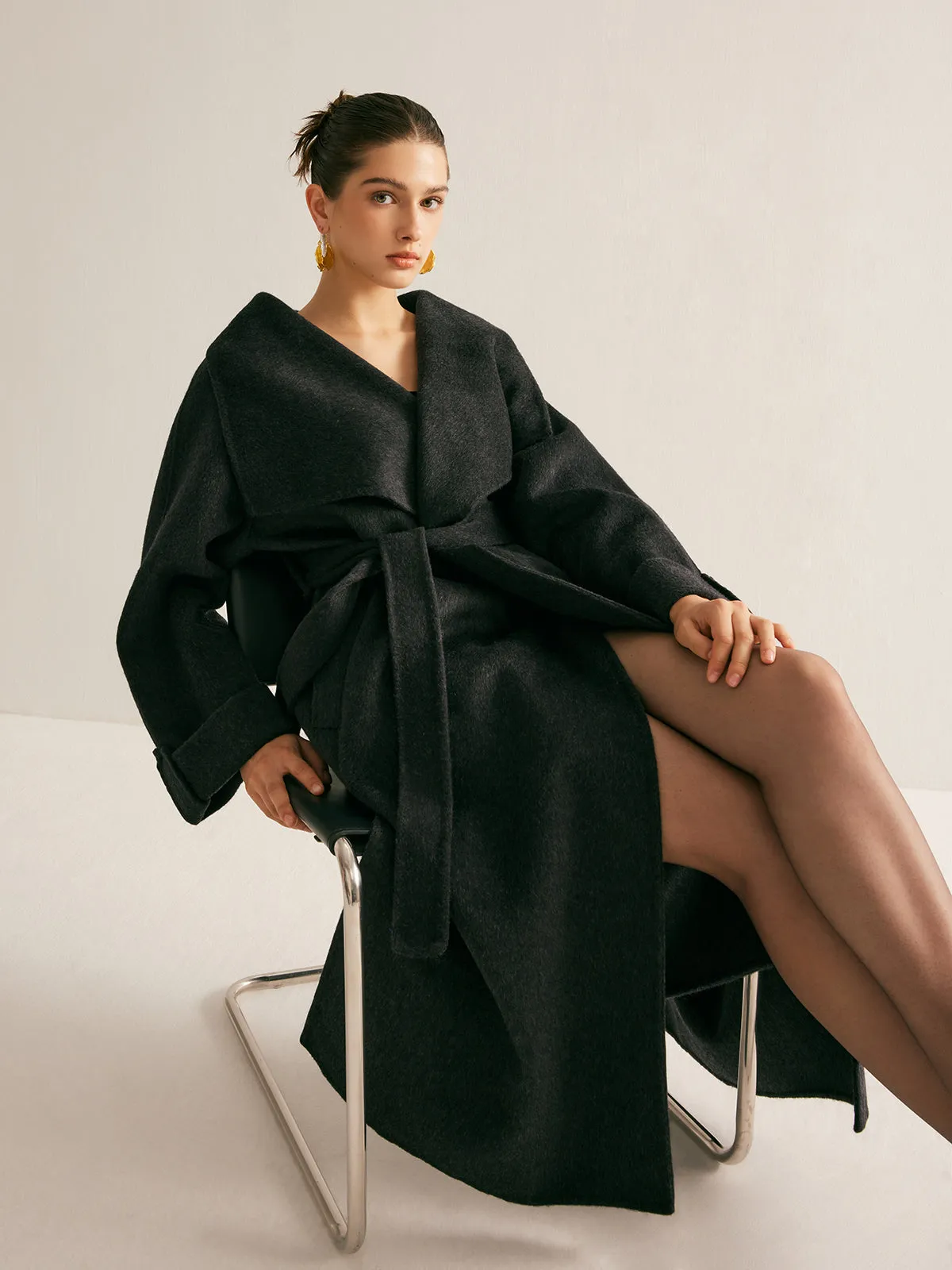 Chicmy-Winter Outfits Christmas Thanksgiving Gift New Year's Eve Outfits Streetwear Fashion Large Collar Belted Wool Long Coat
