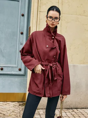 Chicmy-Winter Outfits Christmas Thanksgiving Gift New Year's Eve Outfits Streetwear Fashion Retro Asymmetrical Belted Trench Coat